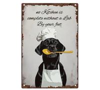 Metal Tin Signs Black Lab Dog Chef No Kitchen Is Complete Without A Lab By Your Feet Wall Plaqu Posters Elegant Metal Poster Retro Wall Sign For Shed Bar Kitchen S