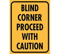 Metal Tin Signs Blind Corner Proceed With Caution Yellow Bathroom Sign Nostalgic Wall Plaqu Posters Vintage Metal Poster For Restaurant Garage Cafe M