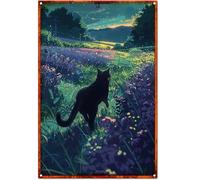 Metal Tin Signs Cat Black In The Wilderness Metal Tin Sign Perfect Iron Painting Funny Plaque Poster For Front Door Porch Patio M