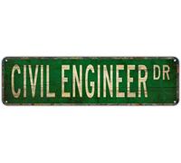 Metal Tin Signs CIVIL ENGINEER DR Funny metal Signs Vintage Sign Retro Tin Signs Aluminum Metal Sign for Bedroom Kitchen Garden Wall Bab Club Coffee Hanging Sign Home Decor 4x16 Inch
