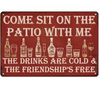 Metal Tin Signs Come Sit On The Patio with Me Funny Vintage Tin Sign Wall Art Decor Iron Poster for Home Bar Pub Cafe Office Yard Porch Farmhouse Garage Man Cave 8×12 Inch