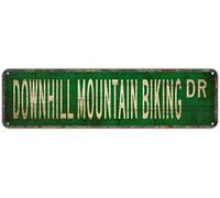 Metal Tin Signs DOWNHILL MOUNTAIN BIKING DR Funny metal Signs Vintage Sign Retro Tin Signs Aluminum Metal Sign for Bedroom Kitchen Garden Wall Bab Club Coffee Hanging Sign Home Decor 4x16 Inch