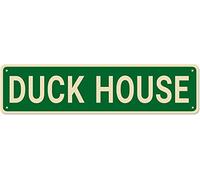 Metal Tin Signs DUCK HOUSE Funny metal Signs Vintage Sign Retro Tin Signs Aluminum Metal Sign for Bedroom Kitchen Garden Wall Bab Club Coffee Hanging Sign Home Decor 4x16 Inch