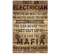 Metal Tin Signs Electrician Antique Once An Electrician Always An Electrician Plaque Poster Novelty Wall Sign Funny Wall Art Decoration For Home, Gift, Bathroom 30x40cm