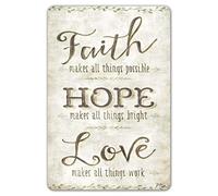 Metal Tin Signs Faith Hope Love Home Decor Plaque Poster for Room Beer Garage Patio Indoor Decorative Wall Sign 8 x 12 inches