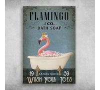 Metal Tin Signs Flamingo in Bath Soap Flamingo CO. Bath SOAP 19 Established 59 Wash Your Toes,Room Decor,Bar Pub,Bathroom,Tin Plaque,Home S