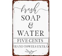 Metal Tin Signs Fresh Soap And Water Five Cents Hand Towels Extra Iron Sign Garage Iron Painting Decor Wall Signs For Wall Front Door Porch S