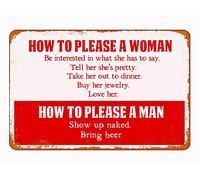 Metal Tin Signs Funny How To Please A Woman And A Manes Plaqu Poster Retro Wall Plaqu Posters Vintage Bathroom Sign For Restaurant Home Walls M