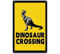 Metal Tin Signs Funny Warning Dinosaur Crossing Street Road Iron Sign Man Cave Wall Signs Decor Iron Painting For Wall Front Door Patio S