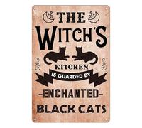 Metal Tin Signs Funny Witch Kitchen, The Witch’S Is Guarded By Enchanted Cats Black For Bathroom Sign Nostalgic Wall Plaqu Posters Vintage Metal Poster For Bathroom Bar Restaurant M