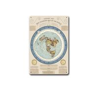 Metal Tin Signs Gleason's New Standard World Map Flat Earth Map Metal Signs 8x12inch