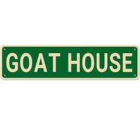Metal Tin Signs GOAT HOUSE Funny metal Signs Vintage Sign Retro Tin Signs Aluminum Metal Sign for Bedroom Kitchen Garden Wall Bab Club Coffee Hanging Sign Home Decor 4×16Inch