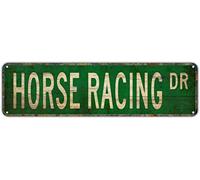 Metal Tin Signs HORSE RACING DR Funny metal Signs Vintage Sign Retro Tin Signs Aluminum Metal Sign for Bedroom Kitchen Garden Wall Bab Club Coffee Hanging Sign Home Decor 4x16 Inch