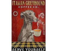 Metal Tin Signs Italian greyhound coffee co Funny Sign Retro Tin Signs Vintage Metal Tin Signs for Home Kitchen Coffee Farm Wall Art Decor 8X12 Inches