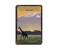 Metal Tin Signs Kilimanjaro Tanzania Metal Travel Tin Signs Wall Decor for Cafe Bar Pub Home 15 * 30CM