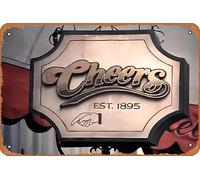Metal Tin Signs Laminated Cheers Bar Sign Classic Sitcom TV Show Pub Boston Poster Dry Erase Sign 8 x 12 inch