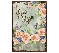 Metal Tin Signs Love You Flower Butterfly Vintage Iron Sign Man Cave Wall Signs Decor Iron Painting For workshop Patio Front Door M