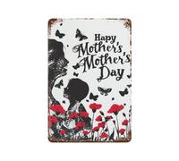 Metal Tin Signs Mother And Child Surrounded By Red Poppies And Butterflies Iron Sign Decor Plaque Poster Garage Metal Tin Sign For Front Door Wall Workshop M
