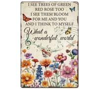 Metal Tin Signs Music Flower Flower Butterflies Inspiational Quotes What A Wonderful World Iron Painting Man Cave Wall Signs Decor Iron Sign For workshop Patio Porch S