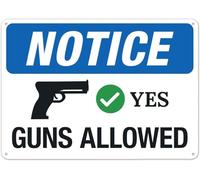 Metal Tin Signs Notice Yes Guns Allowed No.27286 Plaque Poster Decor Metal Tin Sign Perfect Iron Painting For Porch Wall Front Door M
