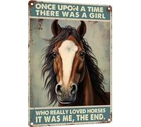 Metal Tin Signs Once Upon A Time There Was A Girl Who Really Loved Horses Plaque Poster Funny Metal Tin Sign Garage Iron Painting For Workshop Patio Front Door S