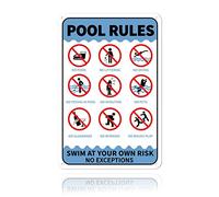 Metal Tin Signs Pool Rules Swim At Your Own Risk No Exceptions Swimming Warning 35 Mil Plaque Poster Perfect Wall Signs Funny Metal Tin Sign For patio Wall Porch M