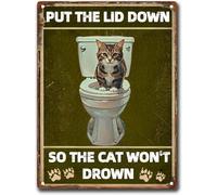 Metal Tin Signs Put The Lid So The Cat Won‘T Drown 3 Iron Sign Perfect Iron Painting Garage Plaque Poster For Patio Wall Front Door S