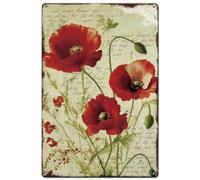 Metal Tin Signs Red Poppy Botanical Theme Iron Painting Man Cave Wall Signs Decor Plaque Poster For patio Workshop Front Door S