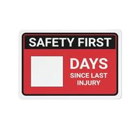 Metal Tin Signs Safety First Day Since Last Injury Red Rust Free Aluminum Sign Printed With Professional Graphics Easy To Mount Indoor & Outdoor Use