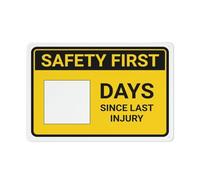 Metal Tin Signs Safety First Day Since Last Injury Yellow Sign, 12 X 8 Inches Rust Free Aluminum Metal Sign, Weather Resistant Durable In Easy To Mount