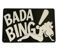 Metal Tin Signs Sopranos Bada Bing Tin Wall Sign Painting Vintage Hanging Metal Plaque Poster Retro Art Bar Store Home Decoration 8x12 Inch (Black)