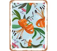 Metal Tin Signs Vintage Funny Leopard Lily Pattern Mens Womens Decorative Aluminum Sign Wall Sign Bar Restaurant Cafe Bar Sign Decoration 8x6 Inches