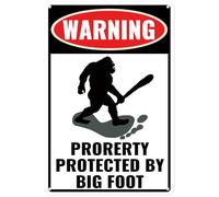 Metal Tin Signs Vintage Funny Sasquatch Gift Warning Property Protected by Bigfoot Gifts Garage Garden Forest Back Yard Decor 12x8 inch