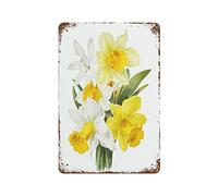 Metal Tin Signs Vintage Funny Spring Flowers Daffodils Botanical Valentine'S Day Sign Funny Novelty Kitchen Bar Club Garage Garden Home Decor Wall Art Tin Signs 12X8 inch