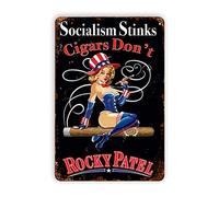 Metal Tin Signs Vintage Tin Signssocialism Stinks Cigars Pin Up Girl Reproduction Vintage Wall Decor Retro Art Tin Sign Funny Decorations for Home Bar Pub Cafe Farm Room Metal Posters 12x8 in