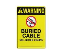 Metal Tin Signs Warning Buried Cable Bright Yellow Sign Safety Restriction Alert Attention Caution Warning Notice Aluminum Metal Tin 8"X12" Sign Plate