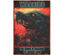Metal Tin Signs Warning The House Is Guarded By Zombie Dogs Iron Sign Decor Iron Painting Garage Wall Signs For Wall Patio Porch M