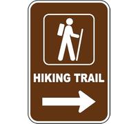 Metal Tin Warning Sign 8x12 Inch Hiking Trail To The Right Aluminum Signs For Home Coffee Bar Wall Decor