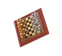 Metal Tiny Chess Game Board Collectible Dollhouses Decors Portable Strategic Tabletop Toy Collectible Dollhouses Furniture Chess Board
