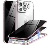Metal Titanium Privacy Case for iPhone 16, Built-in Privacy Screen Protector & Camera Lens Protector, Magnetic Adsorption Double Sided Tempered Glass Anti Peep Anti Spy Phone Cover for Men Women