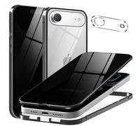 Metal Titanium Privacy Case for iPhone 17 Air, Built-in Privacy Screen Protector & Camera Lens Protector, Magnetic Adsorption Double Sided Tempered Glass Anti Peep Anti Spy Phone Cover for Men Women