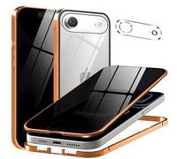 Metal Titanium Privacy Case for iPhone 17 Air, Built-in Privacy Screen Protector & Camera Lens Protector, Magnetic Adsorption Double Sided Tempered Glass Anti Peep Anti Spy Phone Cover for Men Women