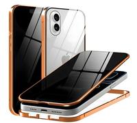 Metal Titanium Privacy Case for iPhone 17, Built-in Privacy Screen Protector & Camera Lens Protector, Magnetic Adsorption Double Sided Tempered Glass Anti Peep Anti Spy Phone Cover for Men Women