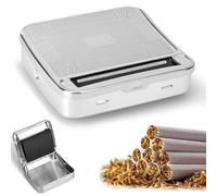 Metal Tobacco Rolling Machine, Cotton Cigarette Rolling Machine UK, 70mm | Epehio Automatic Tobacco Rolling Box, Pure Cotton, Fixed Image, Cigarettes Roller Machine for Slim & Compact Roll Ups, Silver