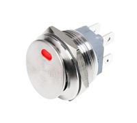 Metal toggle rocker switch 220v 12v 6v 22mm 2NO 4-pin locking buckle fixed 16A high current LED light switch(Red LED,22MM 2NO_LATCH_220V)