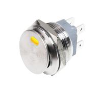 Metal toggle rocker switch 220v 12v 6v 22mm 2NO 4-pin locking buckle fixed 16A high current LED light(Yellow LED,22MM 2NO_LATCH_12-24V)