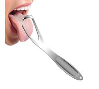 Metal tongue cleaner, bad breath remover aid, fan-shaped travel tongue brush for on the go and bathroom