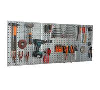 Metal Tool Wall 155x58 cm Pegboard with Tool Holders Tool Hooks Workshop Garage