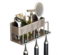 Metal Toothbrush Holder Wall Mounted with Cup and Toothpaste Rack No Drill Installation Space Saving Design Keeps Bathroom Essentials Neat and Accessible (White Three (Three Gu (no cups))
