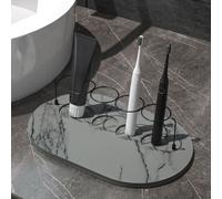 Metal Toothbrush Holders with Diatomaceous Earth Base for Bathroom, Featuring Quick Evaporation, Rustproof Finish, and Organized Storage for Essentials (B)